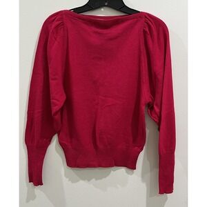 Vintage IRKA Womens Boat Neck Silk Sweater Fuchsia Balloon Sleeve Pink MD
